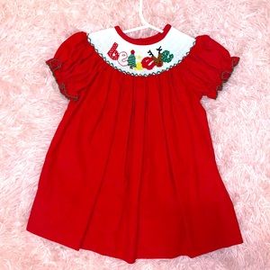 Christmas red corduroy dress for baby girl